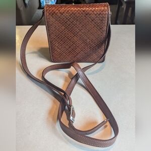 Stephane Kelian Brown Woven Leather Crossbody Bag